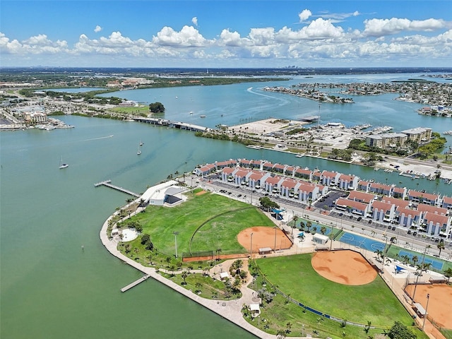 343 Rex Pl Unit F, Madeira Beach, FL 33708 - aerial view of property and surrounding area featuring a large body of water