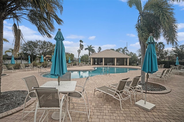 view of pool featuring a patio area