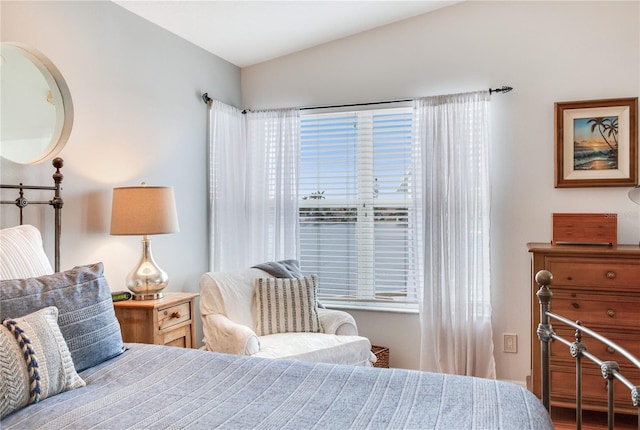 bedroom with vaulted ceiling