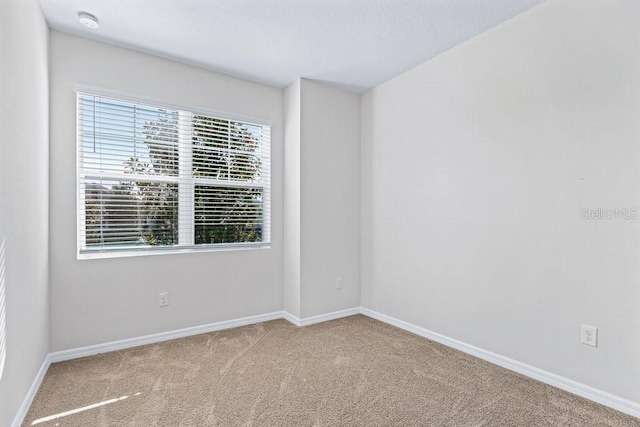 spare room featuring light colored carpet