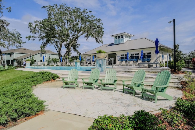 view of swimming pool featuring a patio