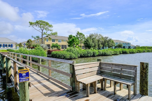 view of dock featuring a water view