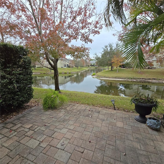 exterior space featuring a water view