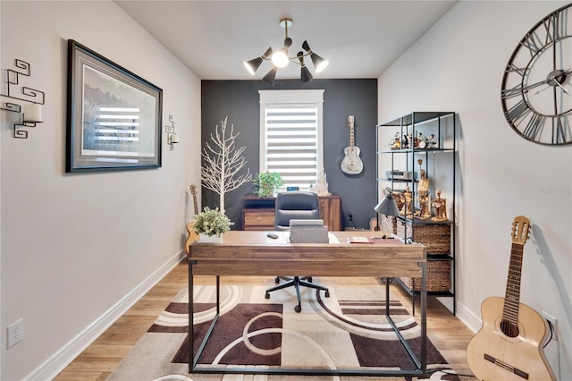 home office featuring light wood-type flooring