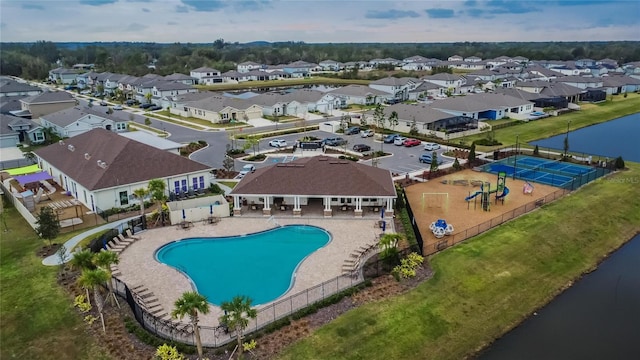 bird's eye view featuring a water view