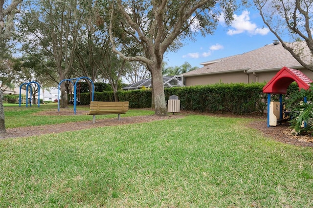 view of yard featuring a playground