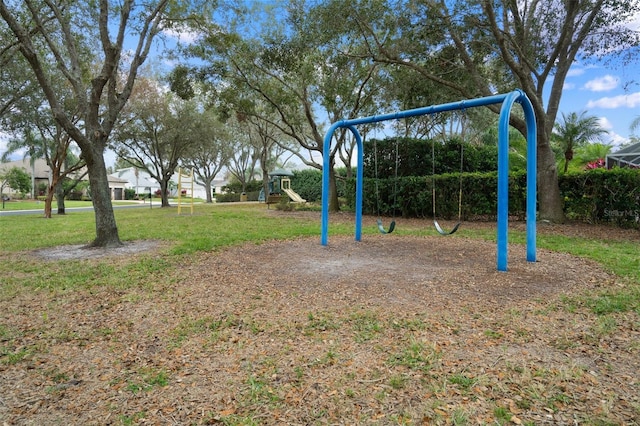 view of play area with a yard