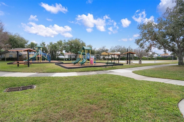 view of play area with a lawn