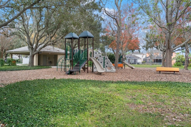 view of play area featuring a yard