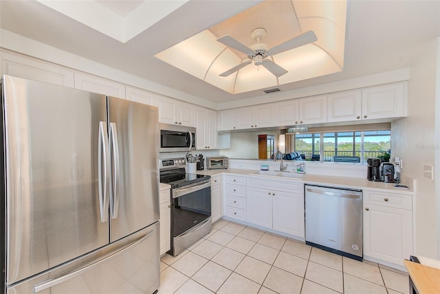 kitchen featuring sink, white cabinets, and stainless steel appliances