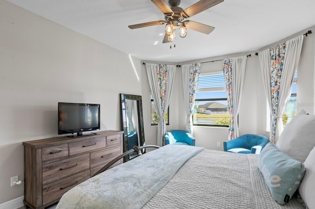 bedroom featuring ceiling fan