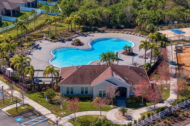 view of pool featuring a patio