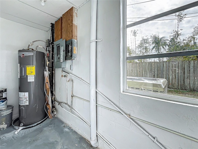 utilities with electric panel and water heater