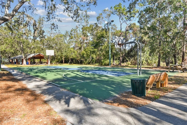 view of sport court with a gazebo