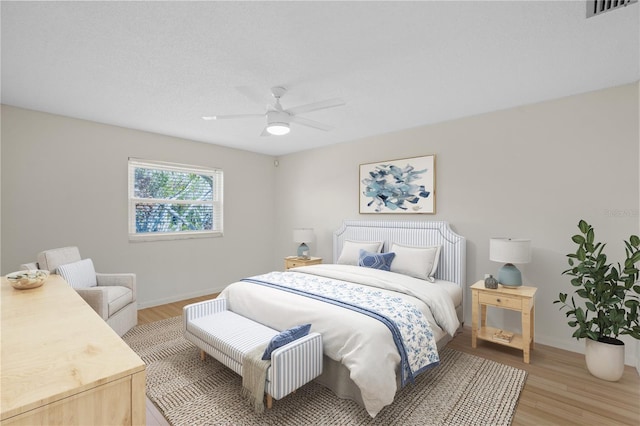 3987 Maceachen Blvd Unit 133, Sarasota, FL 34233 - bedroom featuring visible vents, baseboards, ceiling fan, and light wood-type flooring