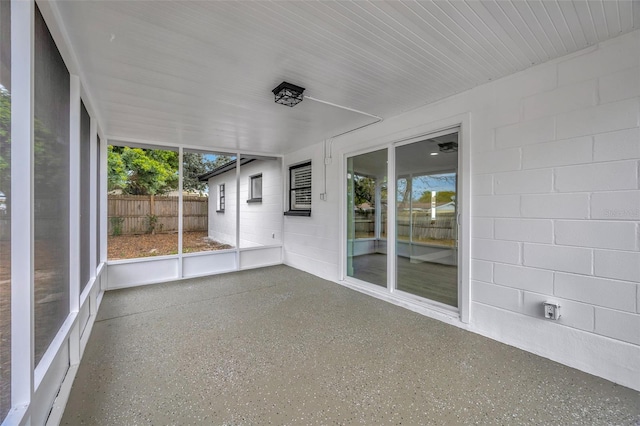 view of unfurnished sunroom