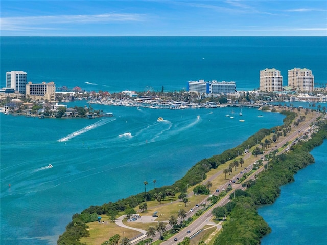 bird's eye view featuring a water view