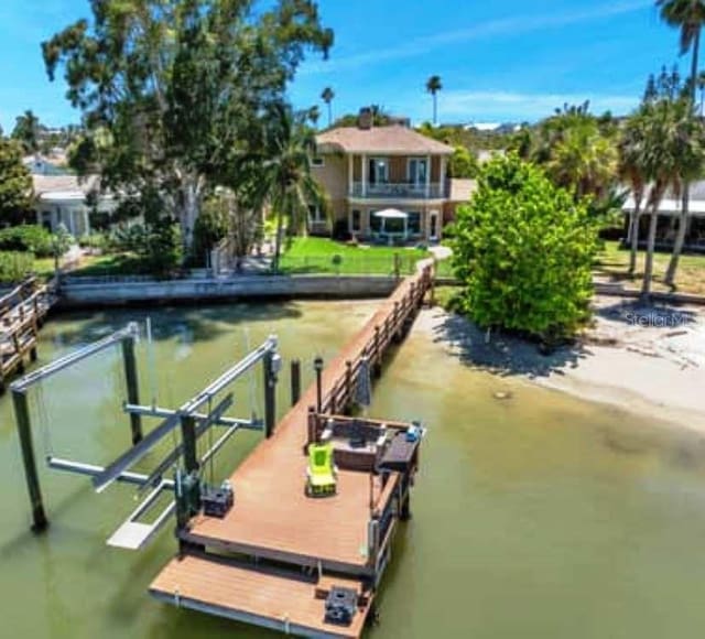 view of dock featuring a water view