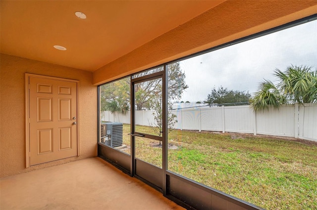 view of unfurnished sunroom