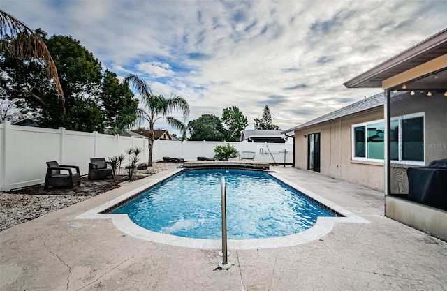 view of swimming pool with a patio