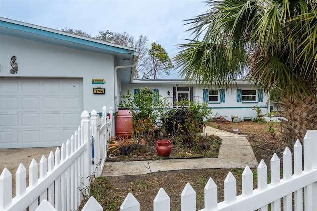 exterior space with a garage