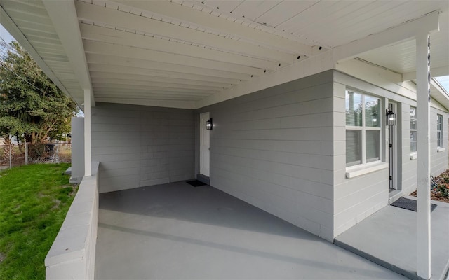 view of patio featuring a carport