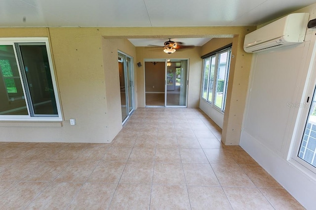 1604 Boswell Ln, New Port Richey, FL 34655 - unfurnished sunroom featuring a wall mounted air conditioner and tile patterned floors