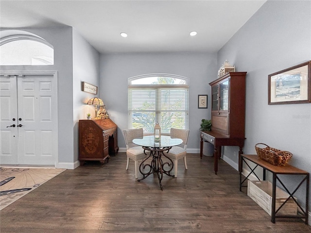 interior space featuring dark wood-type flooring