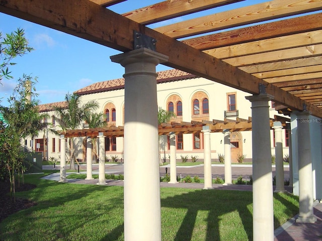 view of patio with a pergola