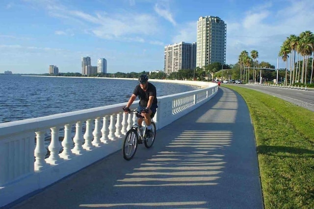 exterior space featuring a water view