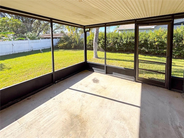 view of unfurnished sunroom