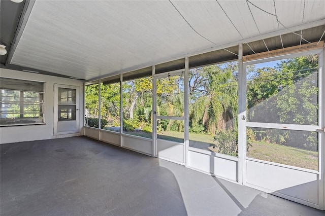 view of unfurnished sunroom