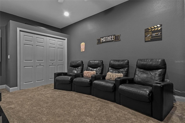 view of carpeted home theater