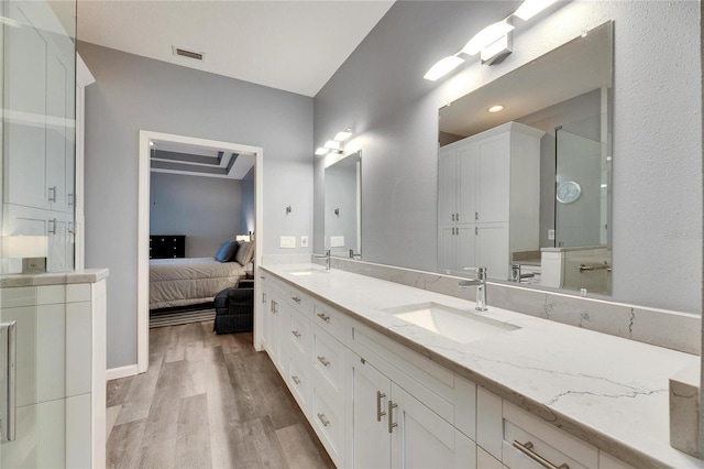 bathroom featuring wood-type flooring and vanity