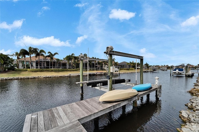 view of dock featuring a water view