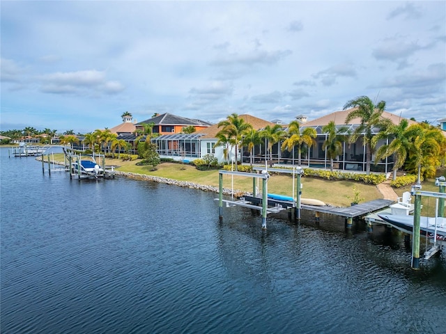 view of dock featuring a water view