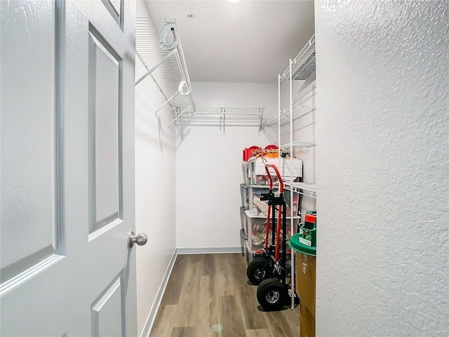 walk in closet featuring hardwood / wood-style flooring