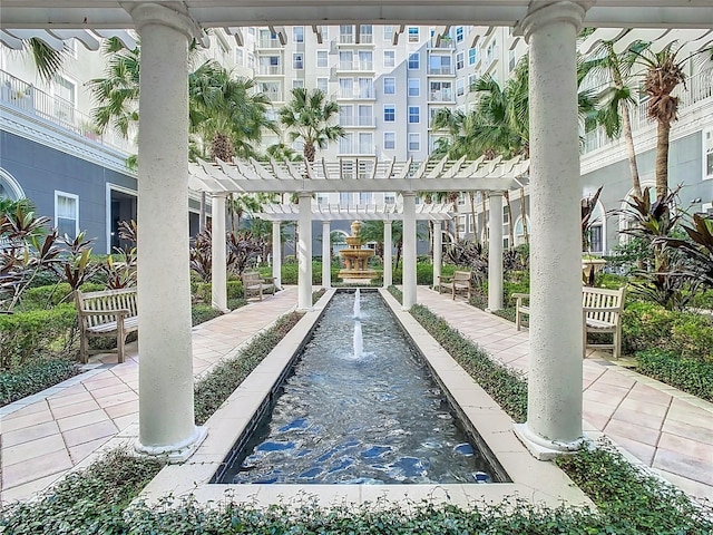 view of community featuring a pergola