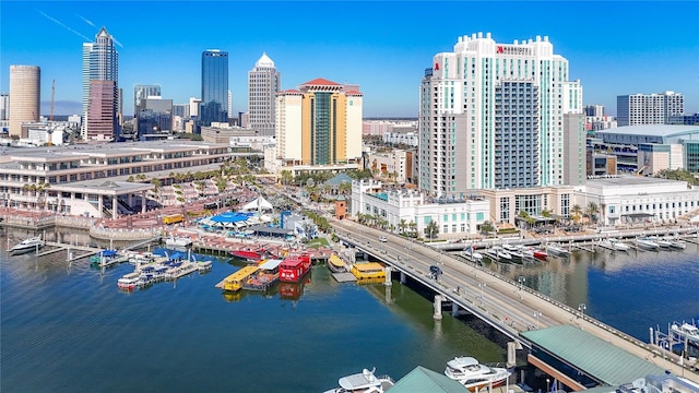 property's view of city with a water view