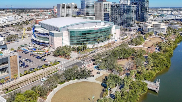 bird's eye view featuring a water view