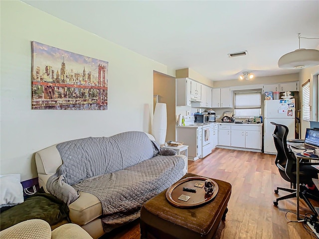 living room featuring light hardwood / wood-style floors