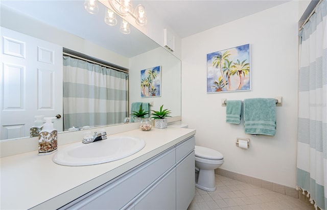 bathroom with tile patterned floors, toilet, and vanity