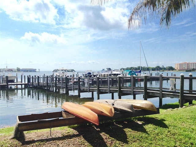 dock area featuring a water view