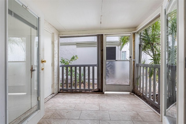 view of unfurnished sunroom