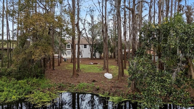 view of yard with a water view