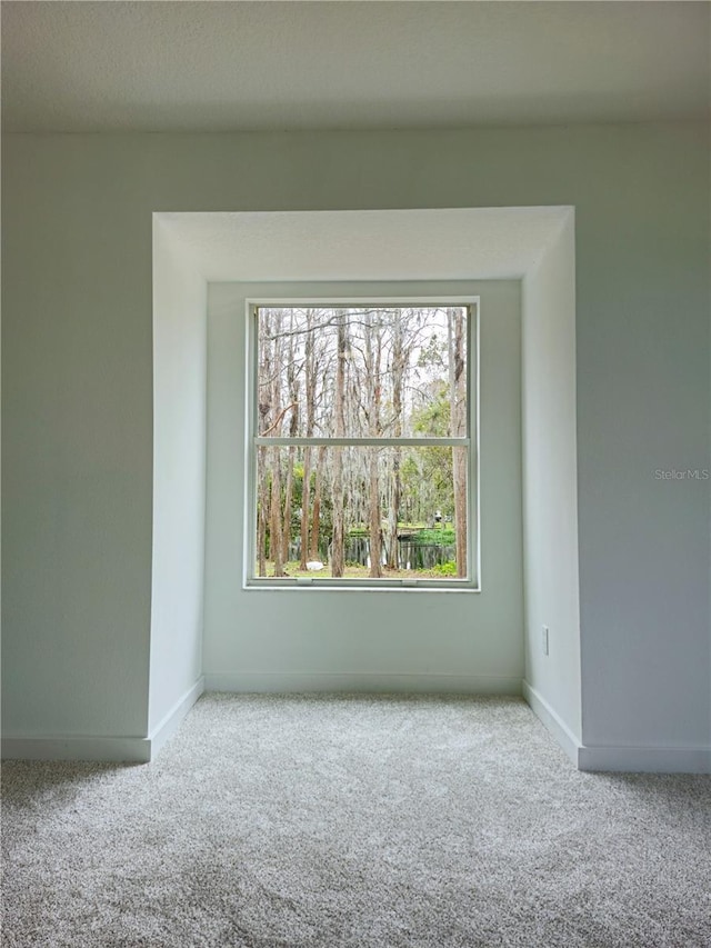 carpeted empty room with baseboards