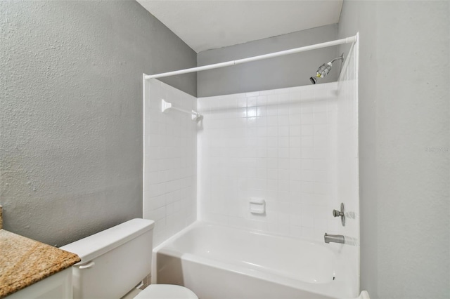 full bathroom featuring toilet, shower / tub combination, and vanity