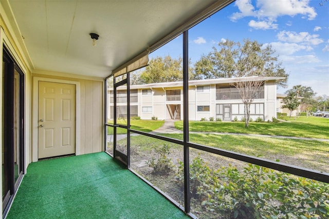 view of unfurnished sunroom