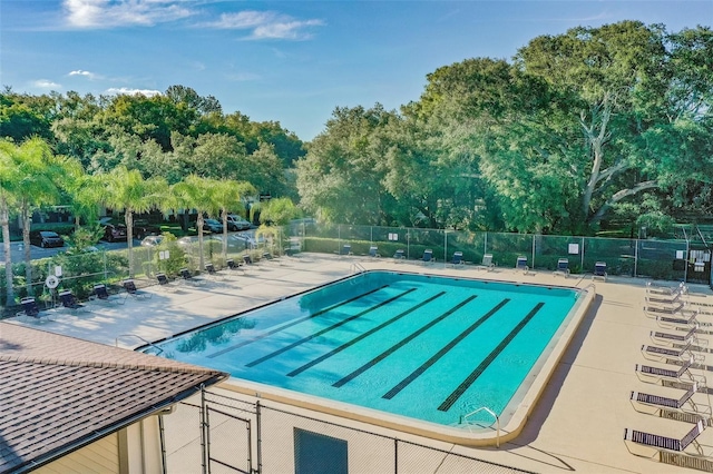 view of pool featuring a patio