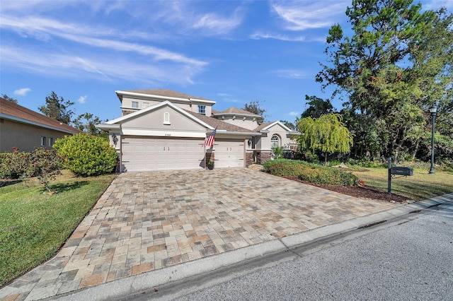 front of property with a garage